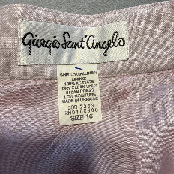 Giorgio Sant' Angelo Linen Blend Tan Wide Leg High-Waisted Dress Pants Size 16 - Picture 5 of 15